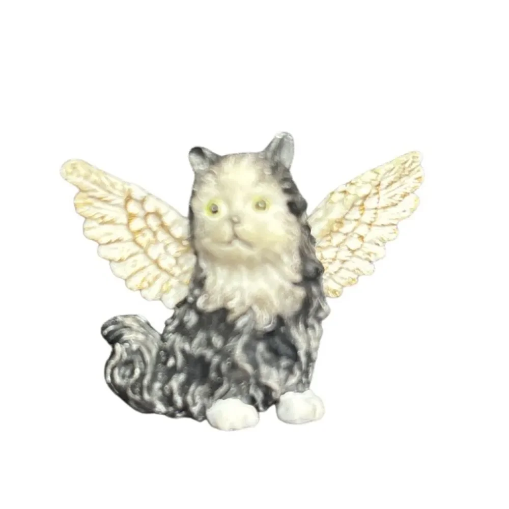 Vintage Tuxedo Cat Brooch Angel Cat